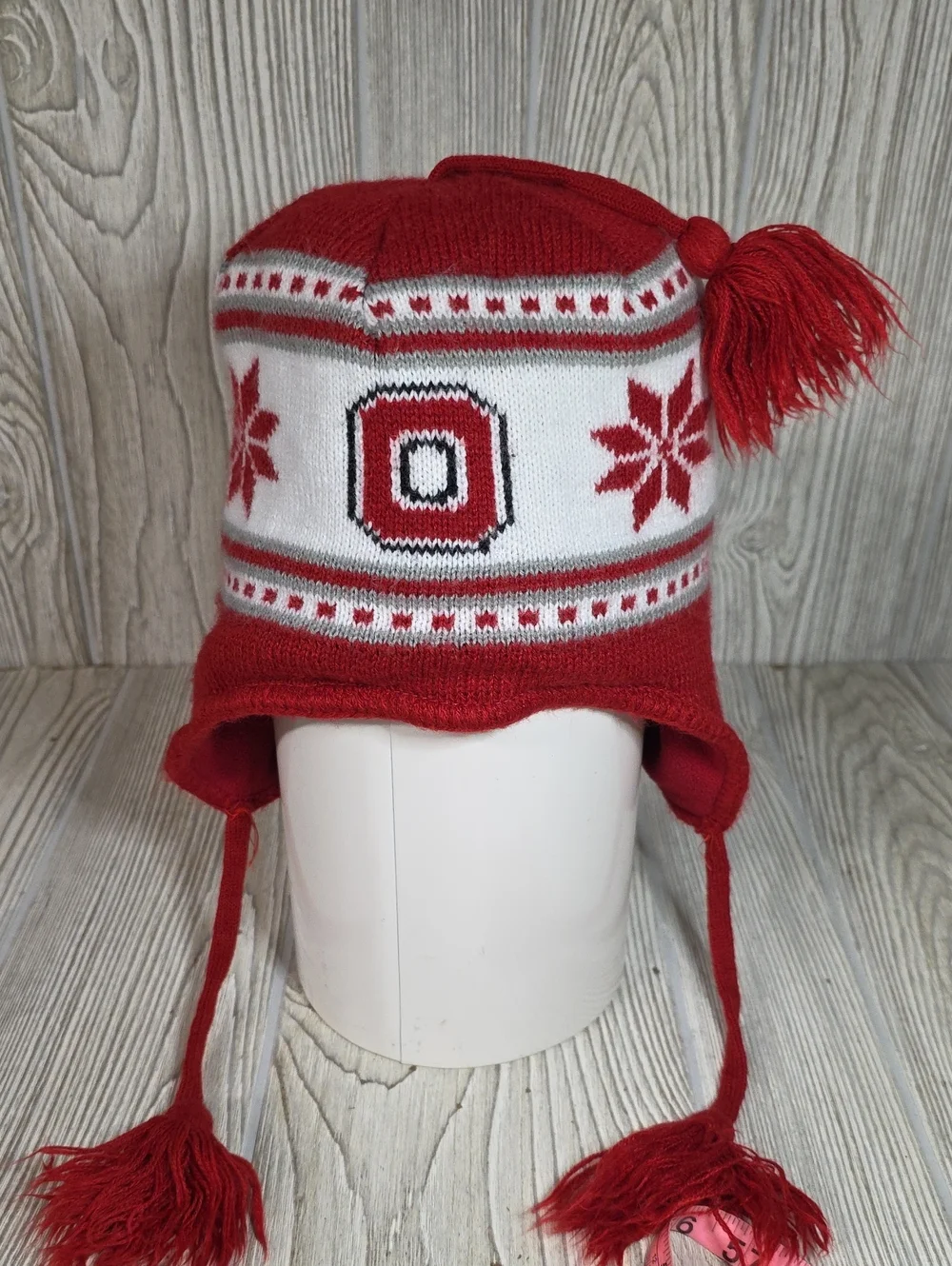 Ohio State Buckeyes Knit Earflap Beanie Hat Youth Size
